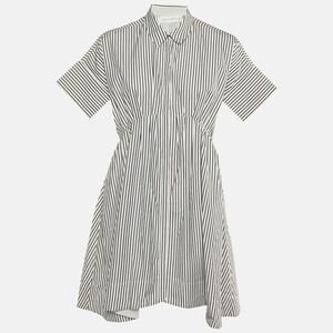 Victoria Victoria Beckham White Striped Cotton Shirt Dress M